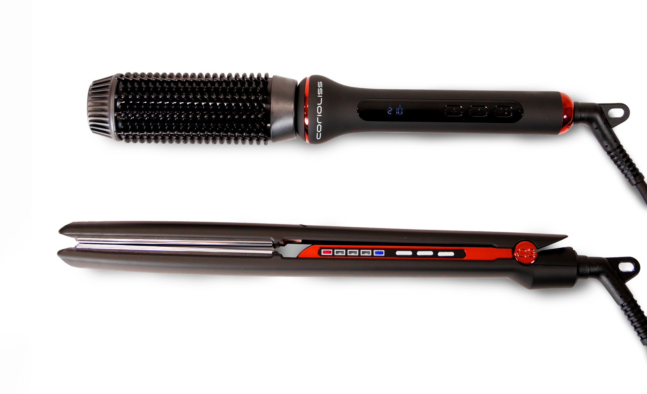 plancha corioliss c3 red leopard + secador corioliss hot brush red leopard