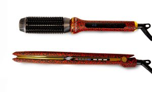 plancha corioliss c3 black red + secador corioliss hot brush black red