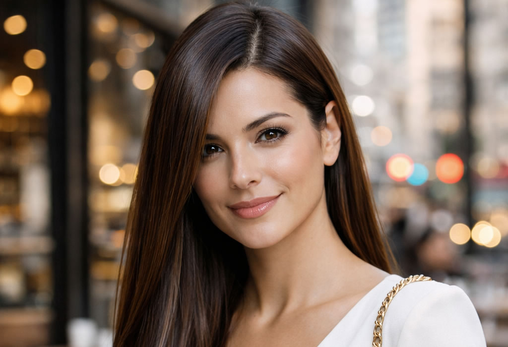 mujer cabello brillante